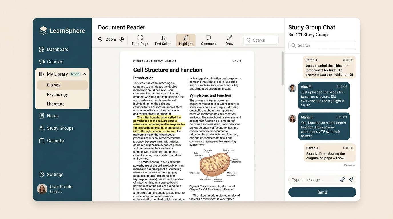 Altheia Study App Interface showing a PDF reader and floating chat
